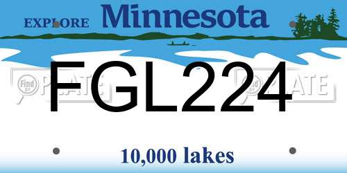 FGL224 Minnesota License Plate