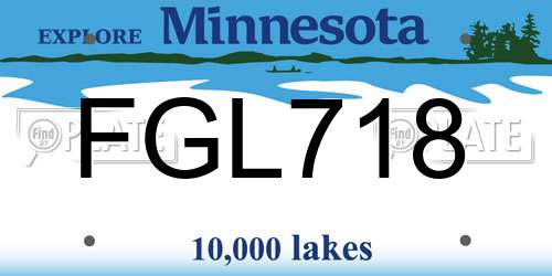 FGL718 Minnesota License Plate