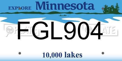 FGL904 Minnesota License Plate