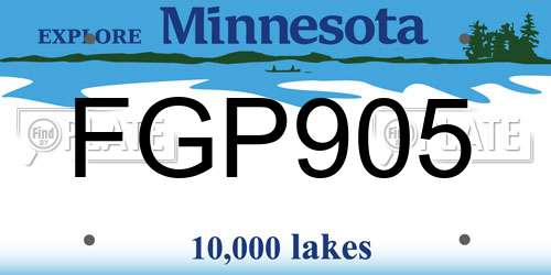 FGP905 Minnesota License Plate