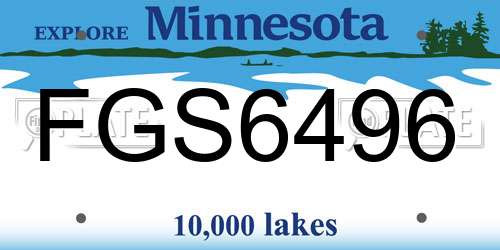 FGS6496 Minnesota License Plate
