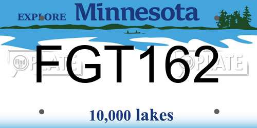 FGT162 Minnesota License Plate