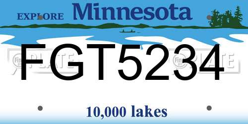 FGT5234 Minnesota License Plate