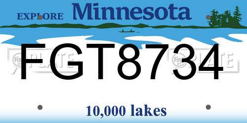 FGT8734 Minnesota License Plate