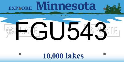 FGU543 Minnesota License Plate