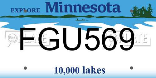 FGU569 Minnesota License Plate