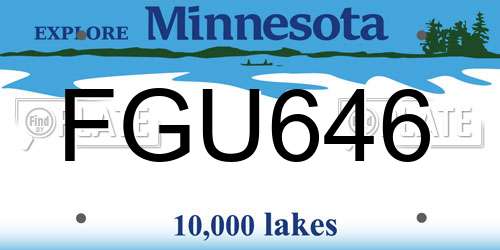 FGU646 Minnesota License Plate