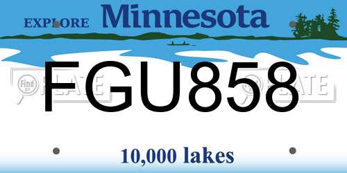 FGU858 Minnesota License Plate