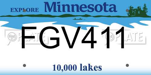FGV411 Minnesota License Plate