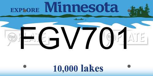 FGV701 Minnesota License Plate