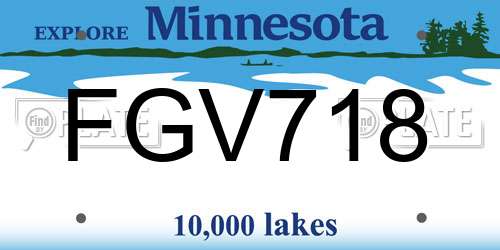 FGV718 Minnesota License Plate