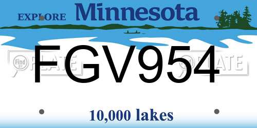 FGV954 Minnesota License Plate