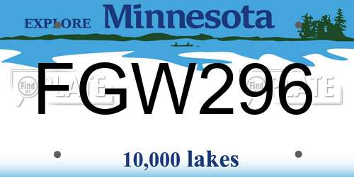 FGW296 Minnesota License Plate
