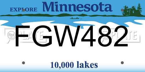 FGW482 Minnesota License Plate