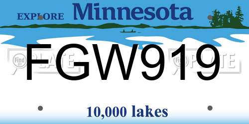FGW919 Minnesota License Plate