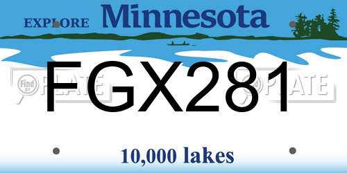 FGX281 Minnesota License Plate