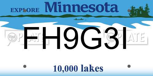 FH9G3I Minnesota License Plate