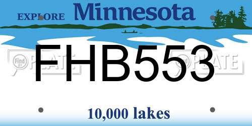 FHB553 Minnesota License Plate