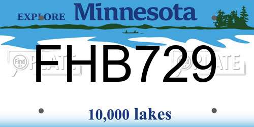 FHB729 Minnesota License Plate