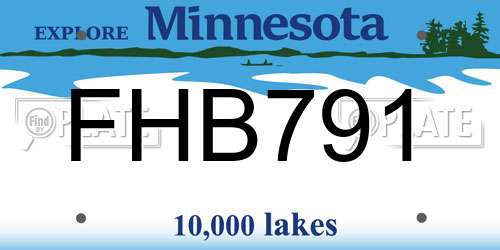 FHB791 Minnesota License Plate