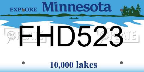 FHD523 Minnesota License Plate