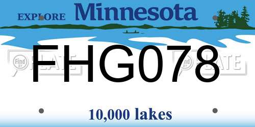 FHG078 Minnesota License Plate