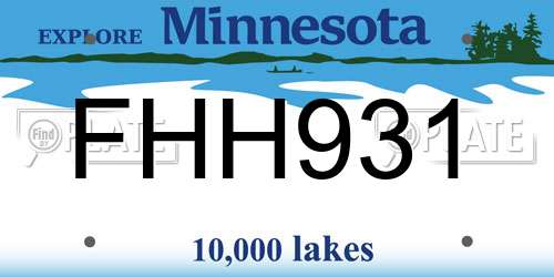 FHH931 Minnesota License Plate