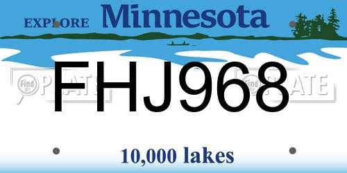 FHJ968 Minnesota License Plate