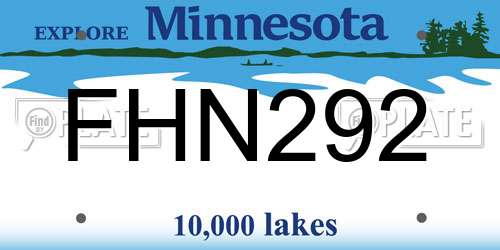 FHN292 Minnesota License Plate