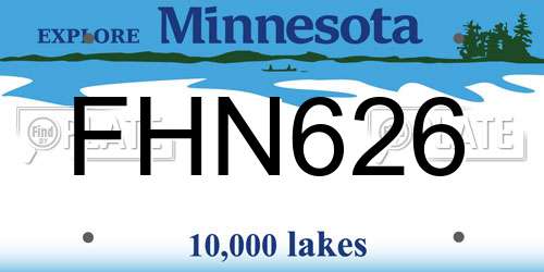 FHN626 Minnesota License Plate