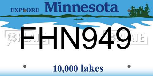 FHN949 Minnesota License Plate