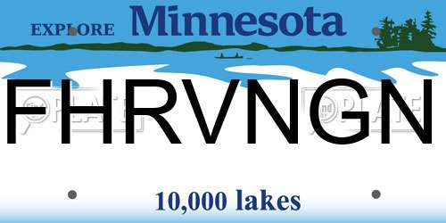 FHRVNGN Minnesota License Plate