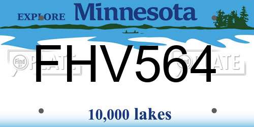FHV564 Minnesota License Plate