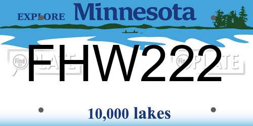 FHW222 Minnesota License Plate