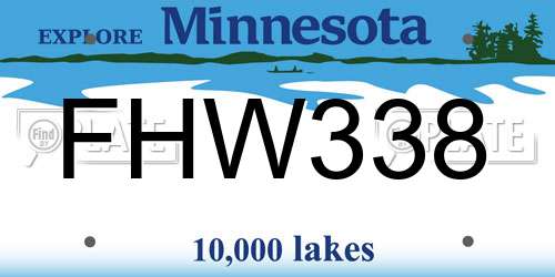 FHW338 Minnesota License Plate