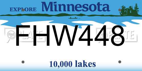 FHW448 Minnesota License Plate