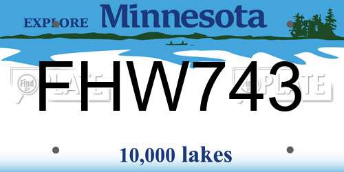 FHW743 Minnesota License Plate