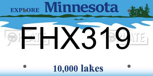 FHX319 Minnesota License Plate