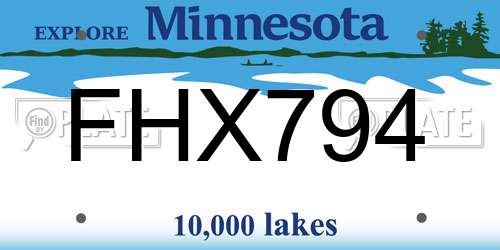 FHX794 Minnesota License Plate