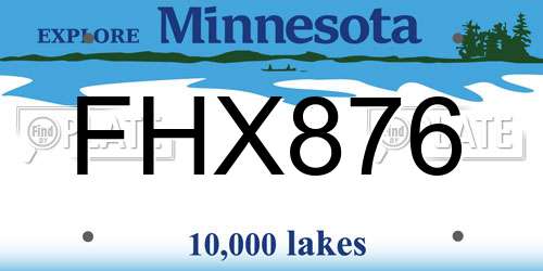 FHX876 Minnesota License Plate