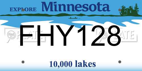 FHY128 Minnesota License Plate