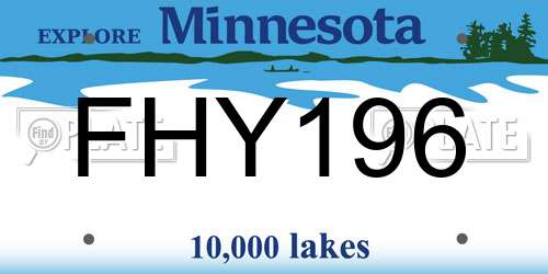 FHY196 Minnesota License Plate