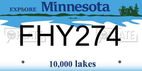 FHY274 Minnesota License Plate