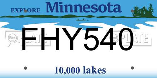 FHY540 Minnesota License Plate
