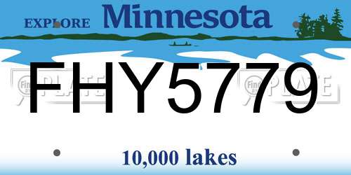 FHY5779 Minnesota License Plate