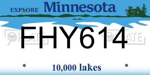FHY614 Minnesota License Plate