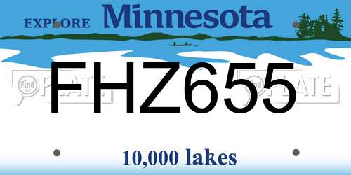 FHZ655 Minnesota License Plate