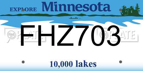 FHZ703 Minnesota License Plate