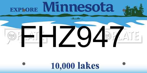 FHZ947 Minnesota License Plate