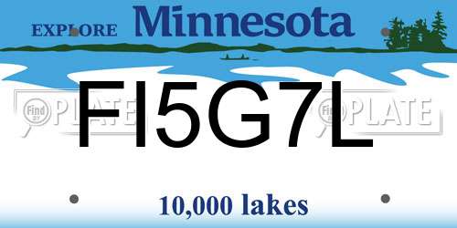 FI5G7L Minnesota License Plate